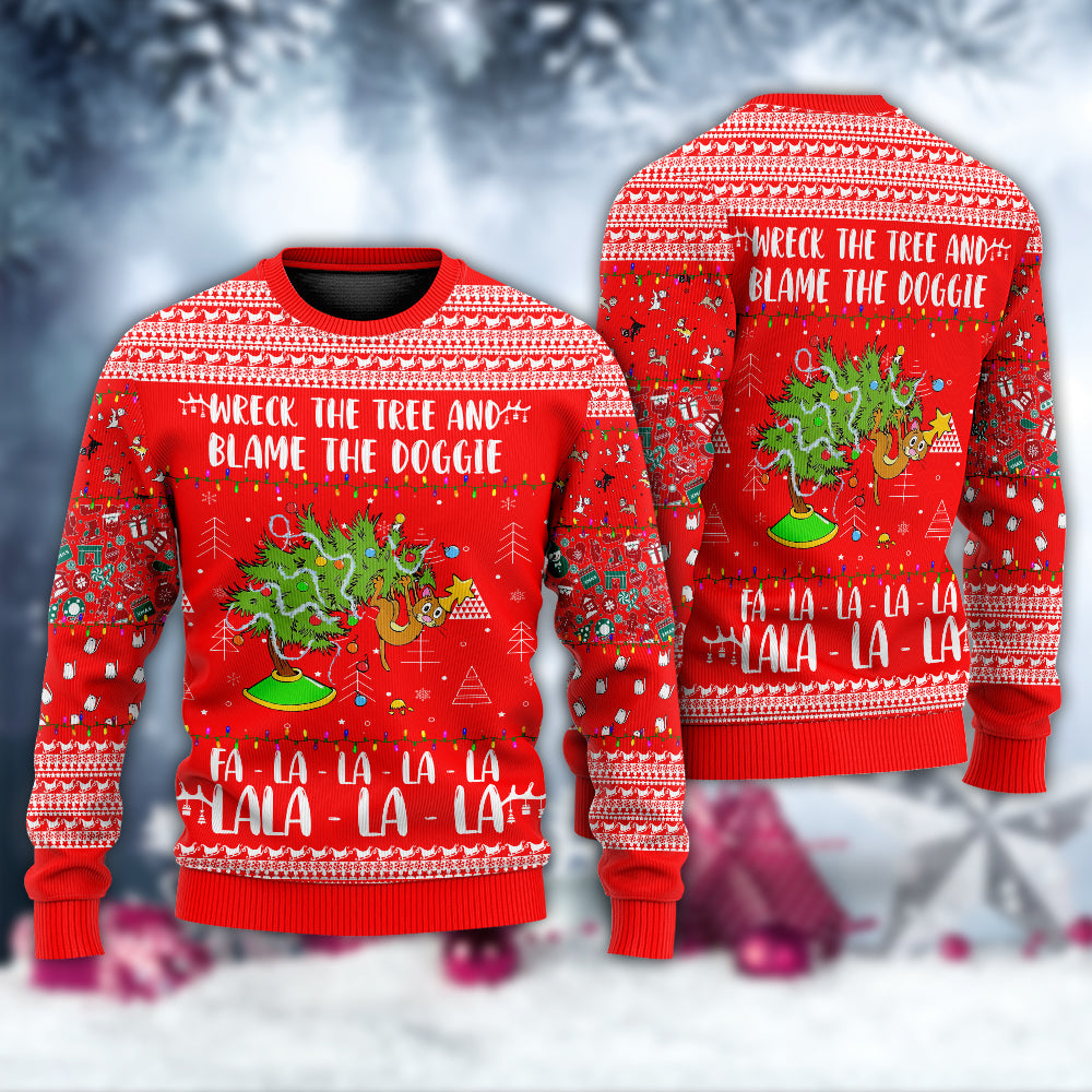 Cat Wrecks Tree Christmas Red Sweater For Family Gatherings Winter Travel And Everyday Seasonal Comfort