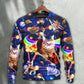 Space Cat Riding Food Galaxy Sweater For Nature Inspired Fashion Events And Relaxed Everyday Comfort