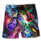 Neon Guitar Music Inspiration Beach Shorts For Tropical Getaways And Weekend Adventures