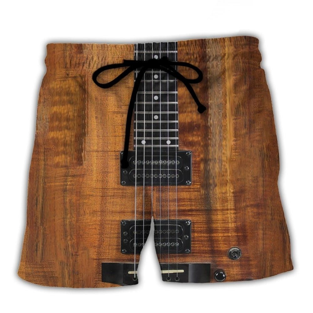 Acoustic Electric Guitar Beach Shorts For Summer Vacation And Coastal Travel