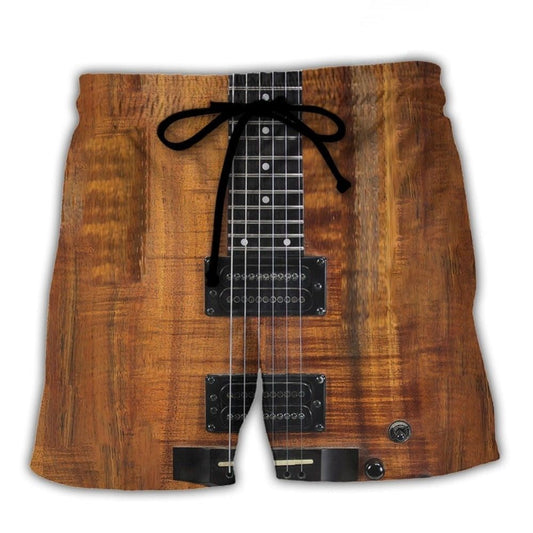 Acoustic Electric Guitar Beach Shorts For Summer Vacation And Coastal Travel