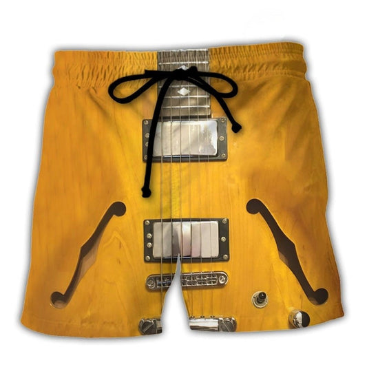 Semi Hollow Guitar Beach Shorts Pattern Detail For Sunny Outdoor Activities
