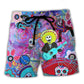 Guitar Sugar Skull Beach Shorts For Summer Vacation And Coastal Travel