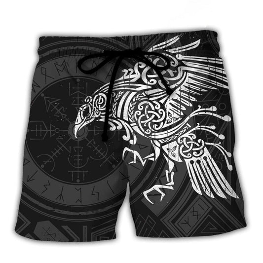Viking Valhalla Raven Legends Beach Shorts For Sunny Holidays And Comfortable Daily Styling