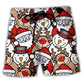 Cute Santa And Reindeer Fun Beach Shorts For Summer Vacation And Coastal Travel
