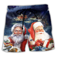 Santa In Snowy Winter Scene Beach Shorts For Beach Trips And Relaxed Vacation Styling