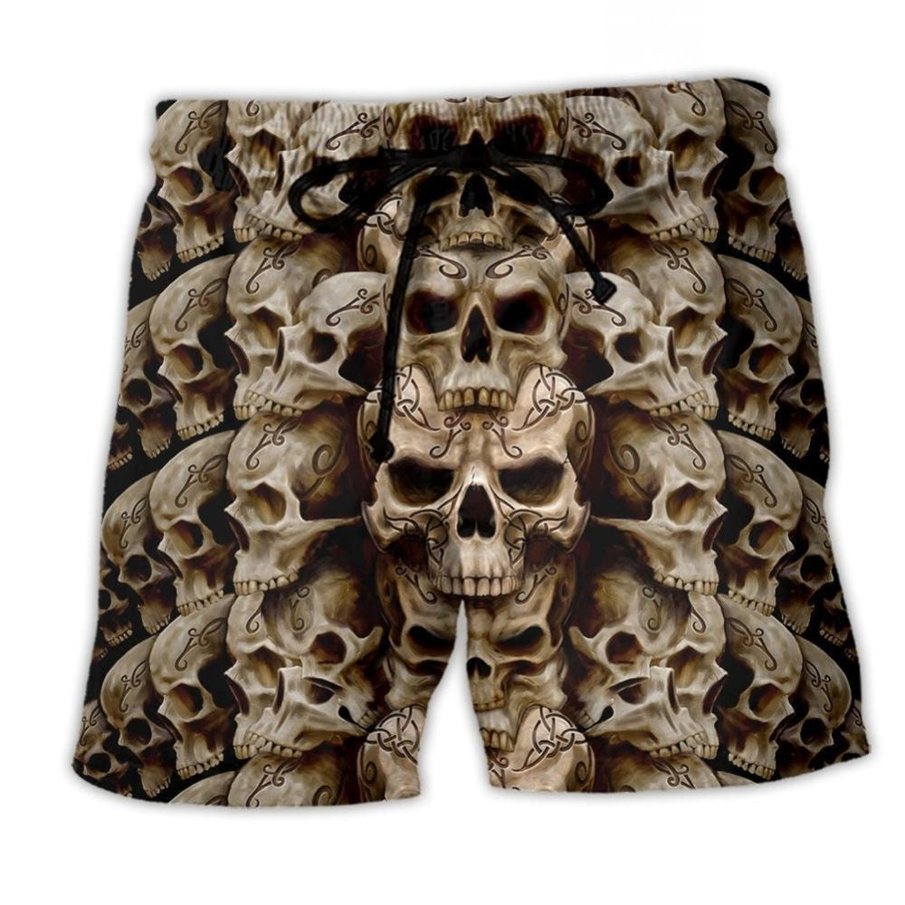 Dark Skull Inner Thoughts Beach Shorts Graphic Detail For Resort Trips And Casual Outings