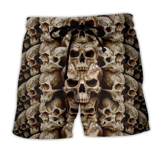 Dark Skull Inner Thoughts Beach Shorts Graphic Detail For Resort Trips And Casual Outings