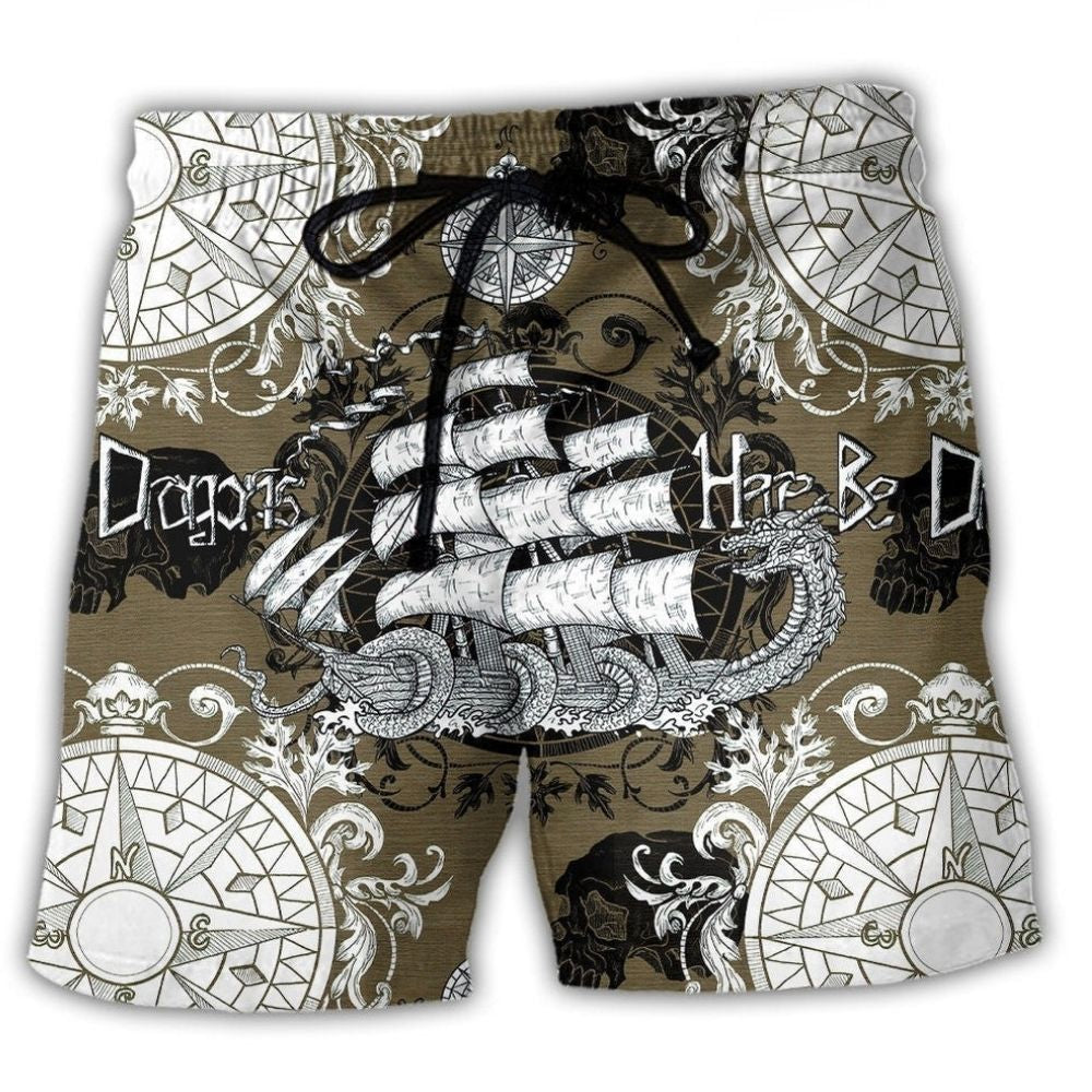 Dragon Old Ship Anchor Sea Fantasy Beach Shorts For Warm Weather Travel And Everyday Comfort