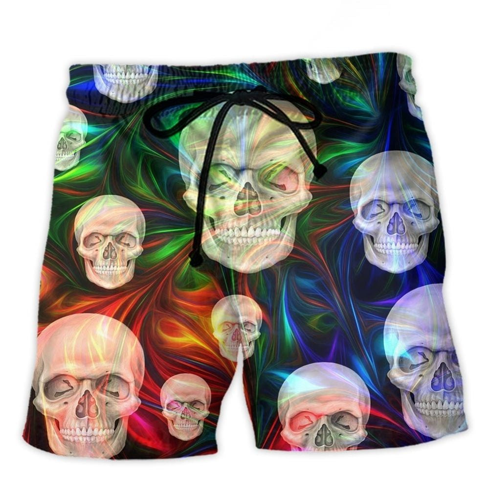 Skull Magical Life Fantasy Beach Shorts Pattern View For Vacation Travel And Outdoor Fun