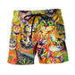 Colorful Funny Cat Lover Beach Shorts Design View For Summer Events And Coastal Getaways