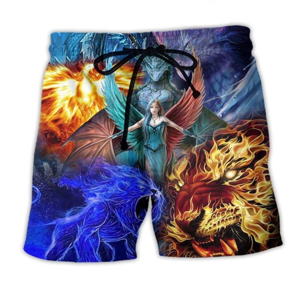 Abstract Dragon Fantasy Question Beach Shorts For Resort Travel And Thoughtful Summer Gifting