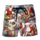 Santa Holiday Humor Quote Beach Shorts Pattern Detail For Sunny Outdoor Activities