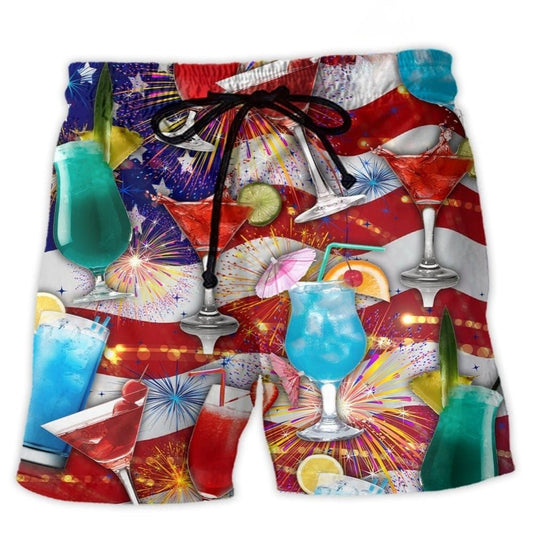 Cocktail Independence Day Party Beach Shorts For Sunny Holidays And Comfortable Daily Styling