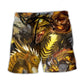 Gold Dragon Skull Fantasy Fight Beach Shorts Pattern View For Resort Days And Outdoor Activities