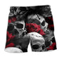 Skull Death Love Rose Beach Shorts Pattern Detail For Relaxed Warm Weather Outfits