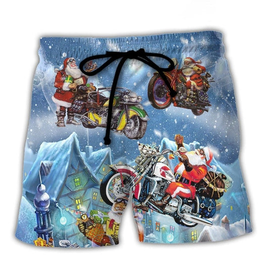 Santa Driving Holiday Cheer Beach Shorts Design View For Poolside Relaxation And Holiday Trips