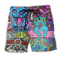 Hippie Cat Wonderful World Beach Shorts For Summer Vacation And Coastal Travel