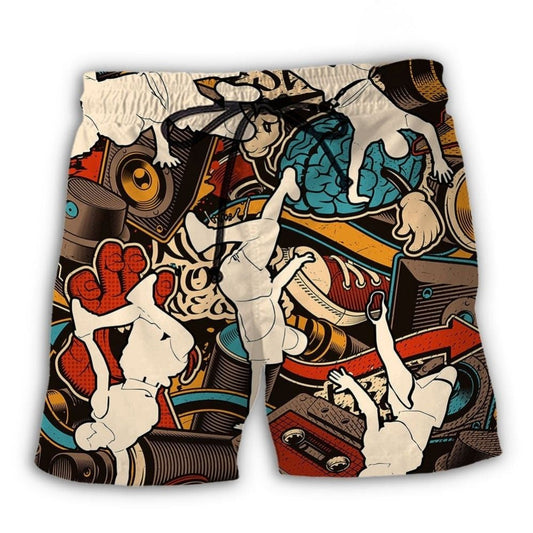 Break Dance Cool Urban Beach Shorts Pattern View For Coastal Holidays And Casual Activities