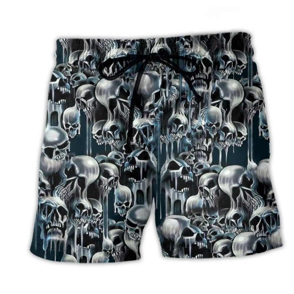 Funny Skull Hot Atmosphere Beach Shorts Design Detail For Weekend Getaways And Beach Days