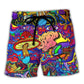 Hippie Mushroom Colorful Lover Beach Shorts Design Detail For Weekend Getaways And Beach Days