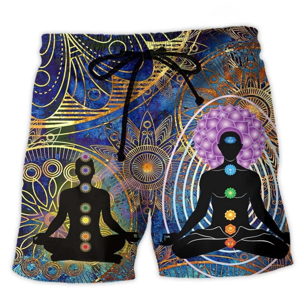 Yoga Mandala Calm Artistic Beach Shorts Artwork View For Seaside Trips And Casual Style