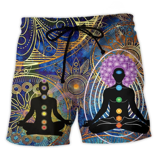 Yoga Mandala Calm Artistic Beach Shorts Artwork View For Seaside Trips And Casual Style
