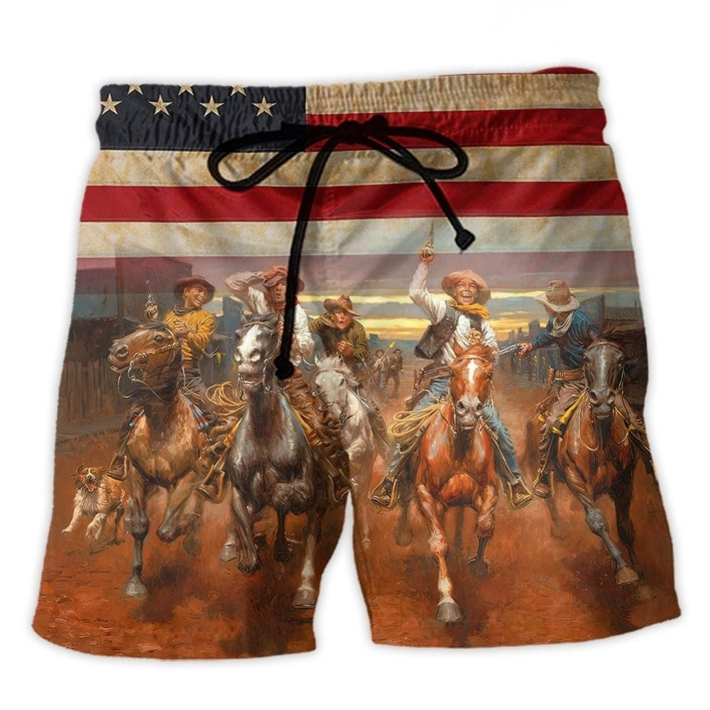 Happy Cowboy Independence Day Beach Shorts For Outdoor Adventures And Thoughtful Seasonal Gifts