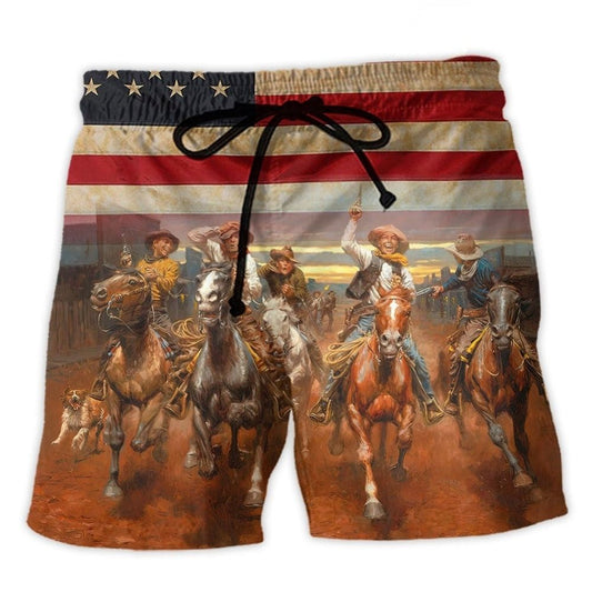 Happy Cowboy Independence Day Beach Shorts For Outdoor Adventures And Thoughtful Seasonal Gifts