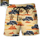 Hot Rod Cowboy Vintage Landscape Personalized Photo Beach Shorts Pattern View For Coastal Holidays And Casual Activities