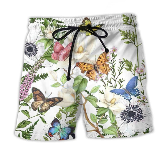 Butterfly Floral Beauty Beach Shorts Pattern View For Coastal Holidays And Casual Activities