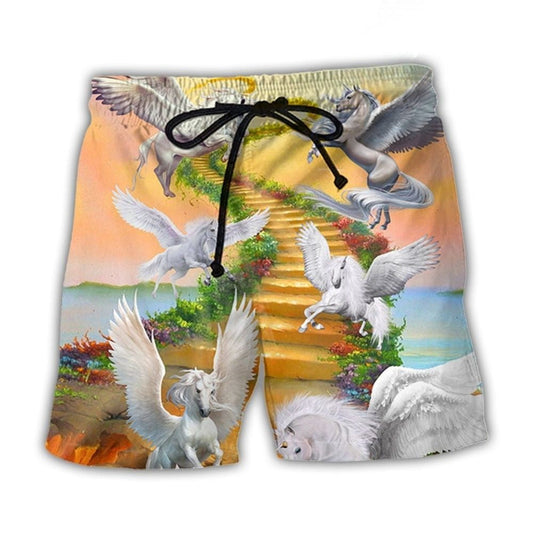 Horse Paradise Dream Fantasy Beach Shorts For Summer Vacation And Coastal Travel