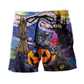 Halloween Black Cat Starry Night Beach Shorts Graphic Detail For Resort Trips And Casual Outings