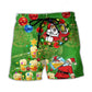 Funny Santa Beer Holiday Lights Beach Shorts Design Detail For Weekend Getaways And Beach Days