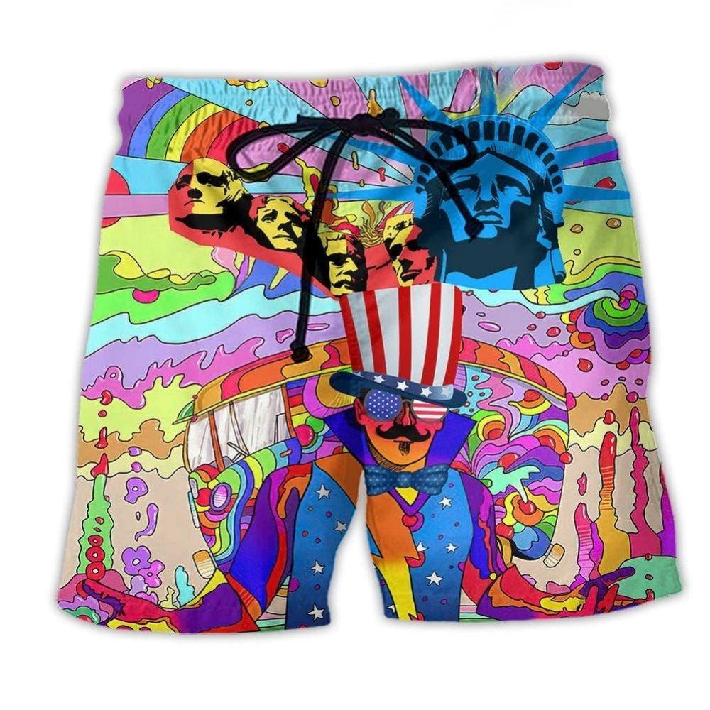 Hippie Independence Day Freedom Beach Shorts For Tropical Getaways And Weekend Adventures