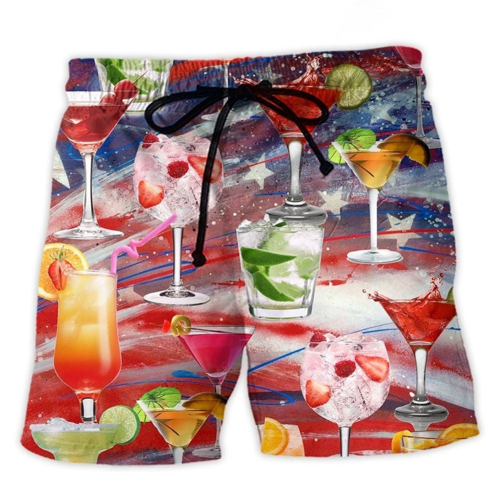 Cocktail Independence Day Cheers Beach Shorts For Tropical Getaways And Weekend Adventures