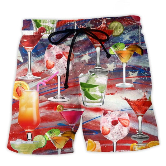 Cocktail Independence Day Cheers Beach Shorts For Tropical Getaways And Weekend Adventures