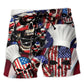 Skull Chef Patriotic Independence Beach Shorts Design View For Summer Events And Coastal Getaways