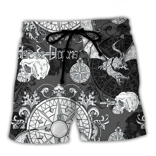 Fire Dragon Gothic Compass Baroque Beach Shorts Design View For Summer Events And Coastal Getaways