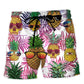 Tropical Pineapple Island Vibes Beach Shorts Pattern View For Resort Days And Outdoor Activities