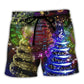 Christmas Tree Happiness Music Beach Shorts Pattern View For Vacation Travel And Outdoor Fun