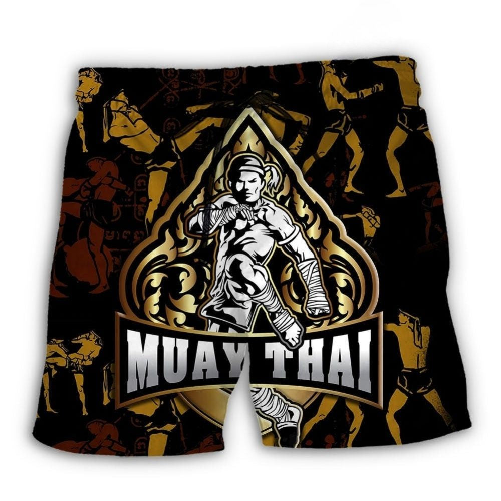 Muay Thai Power And Strength Beach Shorts Pattern Detail For Sunny Outdoor Activities