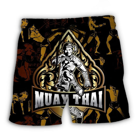 Muay Thai Power And Strength Beach Shorts Pattern Detail For Sunny Outdoor Activities