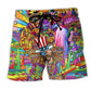 Hippie Independence Day Cool Beach Shorts Pattern View For Resort Days And Outdoor Activities