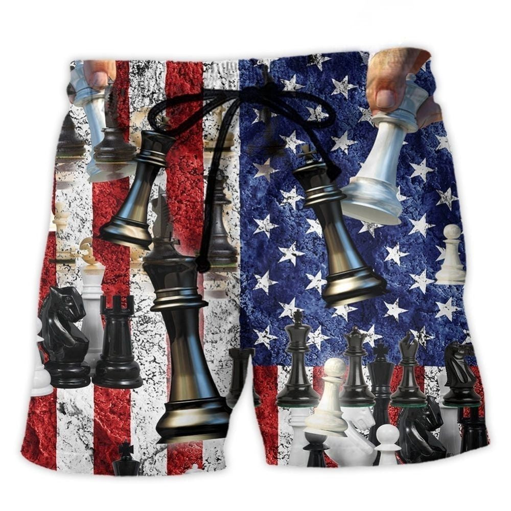 Chess Independence Day Celebration Beach Shorts For Resort Travel And Thoughtful Summer Gifting