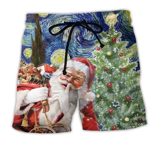 Christmas Secret Gift Surprise Beach Shorts Pattern View For Vacation Travel And Outdoor Fun