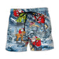Santa Riding Dinosaur With Christmas Tree Lights Beach Shorts For Outdoor Adventures And Thoughtful Seasonal Gifts