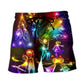 Christmas Family Love Tree Neon Lights Beach Shorts Artwork View For Seaside Trips And Casual Style
