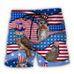 Owl With Flag Independence Day Beach Shorts For Tropical Getaways And Weekend Adventures
