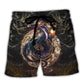 Golden Dragon Asian Myth Fantasy Beach Shorts Design Detail For Casual Warm Weather Outfits